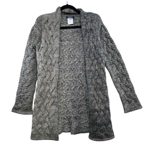 Gemelli Cable Knit Open Front Cardigan Sweater S/P Grey Acrylic & Mohair Blend M - Picture 1 of 12